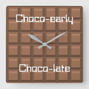 Horloge Carrée Chocolat tôt et tard