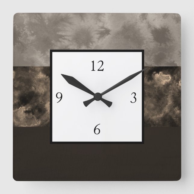 Horloge Carrée Chocolate and Taupe Block stripes (Recto)