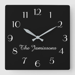 Horloge Carrée CHOISISSEZ VOTRE COULEUR, Minimaliste Personnalisé