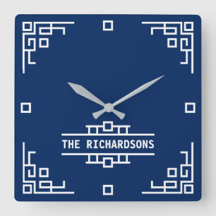 Horloge Carrée Choisissez votre frontière géométrique d'art d