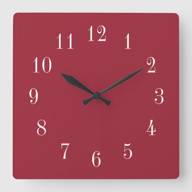 Horloge Carrée Choix de couleur blanc rouge (Recto)
