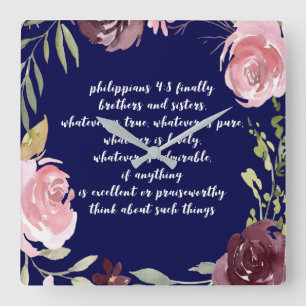 Horloge Carrée Christian Bible Verse Scripture Clock