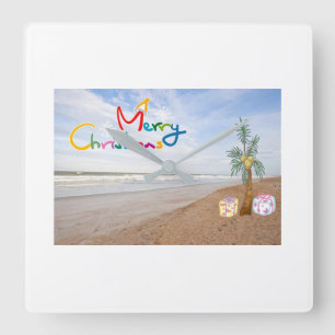HORLOGE CARRÉE **CHRISTMAS AT THE BEACH** CLOCK