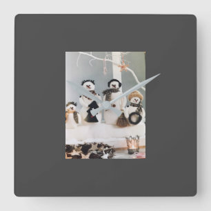 HORLOGE CARRÉE ****CHRISTMAS CUTE SNOWMEN**** FERMER