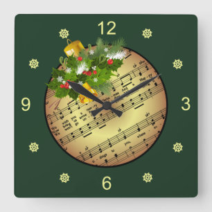 Horloge Carrée Christmas Tree Ornament ~ Bell & Mistletoe 