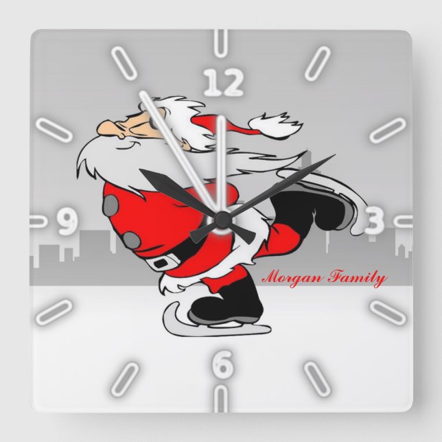 Horloge Carrée Christmas, Whimsical Santa Claus (Recto)
