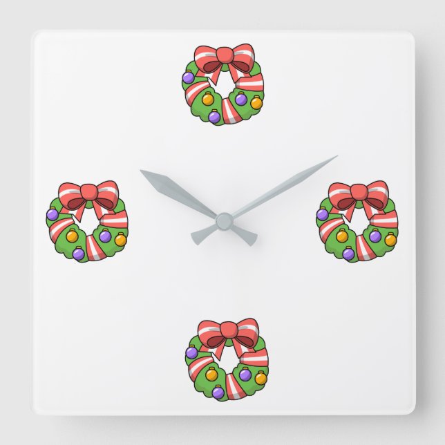 HORLOGE CARRÉE **CHRISTMAS WREATH OH CHRISTMAS WREATH** CLOCK (Recto)