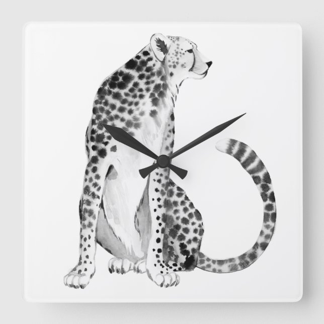 Horloge Carrée Chrome Cheetah (Recto)