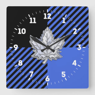Horloge Carrée Chrome Comme feuille d'érable sur Buffalo Bleu Chè