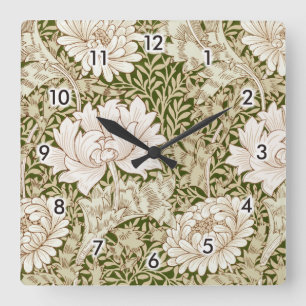 Horloge Carrée Chrysanthemum Gold, William Morris