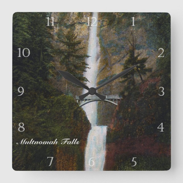 Horloge Carrée Chutes de Multnomah Oregon sur mesure (Recto)