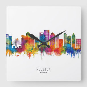 Horloge Carrée Ciel de Houston Texas