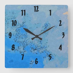 Horloge Carrée Ciel pastel bleu profond