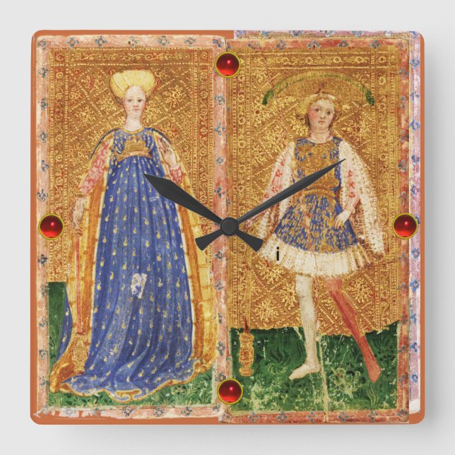 HORLOGE CARRÉE CIOTS ANCIENS DE RENAISSANCE /MAID ET PAGE DES VÊT (Recto)