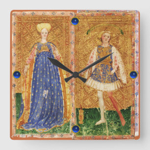 HORLOGE CARRÉE CIOTS ANCIENS DE RENAISSANCE /MAID ET PAGE DES VÊT