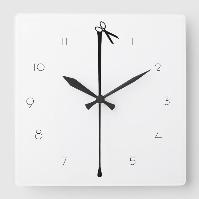 Horloge Carrée Ciseaux noirs chauds MELTPOINT (Recto)