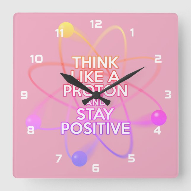 Horloge Carrée Citation de science positive Cool Moderne Rose Fém (Recto)