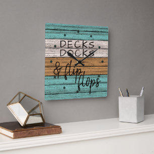 Horloge Carrée Citation d'été de la plage de Plage amusante