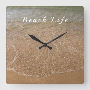 Horloge Carrée Citations d'eau de plage de sable des vagues de l'