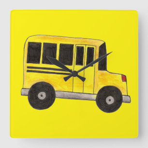 Horloge Carrée Classe d'enseignement pour chauffeur d'autobus sco