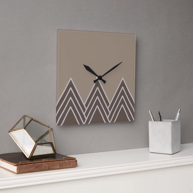 Horloge Carrée Classic contemporain Zigzag Triangles Motif d'art (Bureau)
