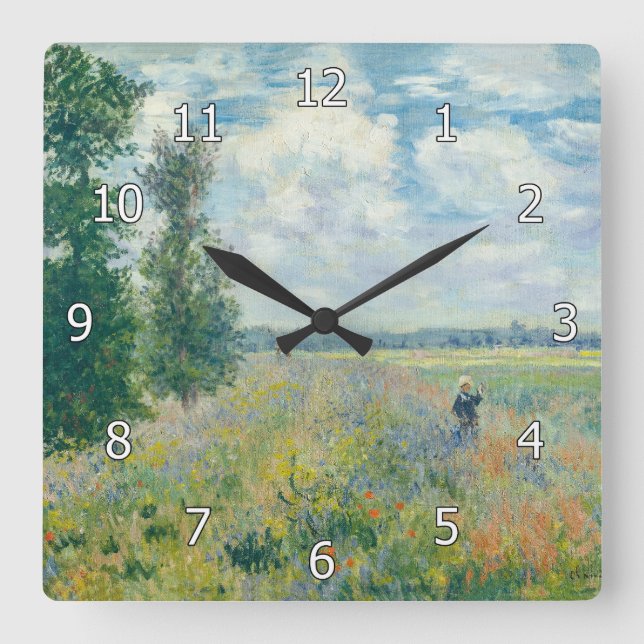 Horloge Carrée Claude Monet - Champs de pavot près d'Argenteuil ( (Recto)