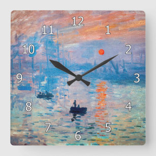 Horloge Carrée Claude Monet - Impression, lever de soleil