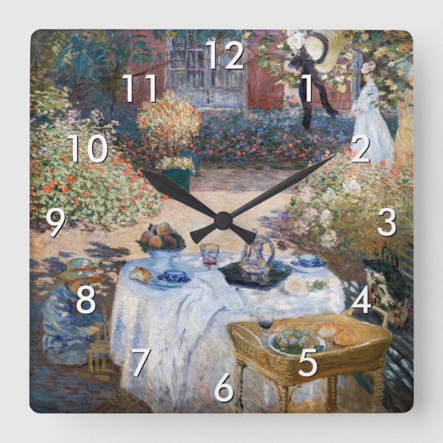 Horloge Carrée Claude Monet - Le déjeuner, panneau décoratif (Recto)