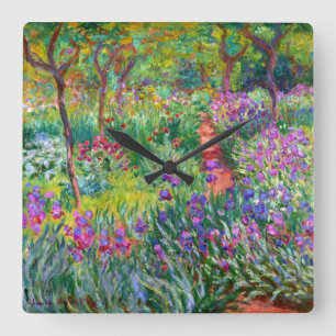 Horloge Carrée Claude Monet : Le jardin d'Iris à Giverny
