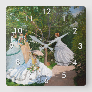Horloge Carrée Claude Monet - Les femmes dans le jardin