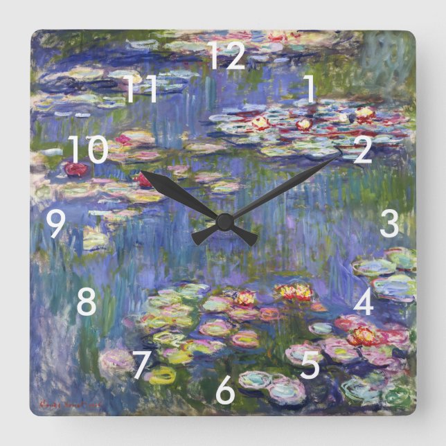 Horloge Carrée Claude Monet - Nymphéas / Nymphéas (Recto)