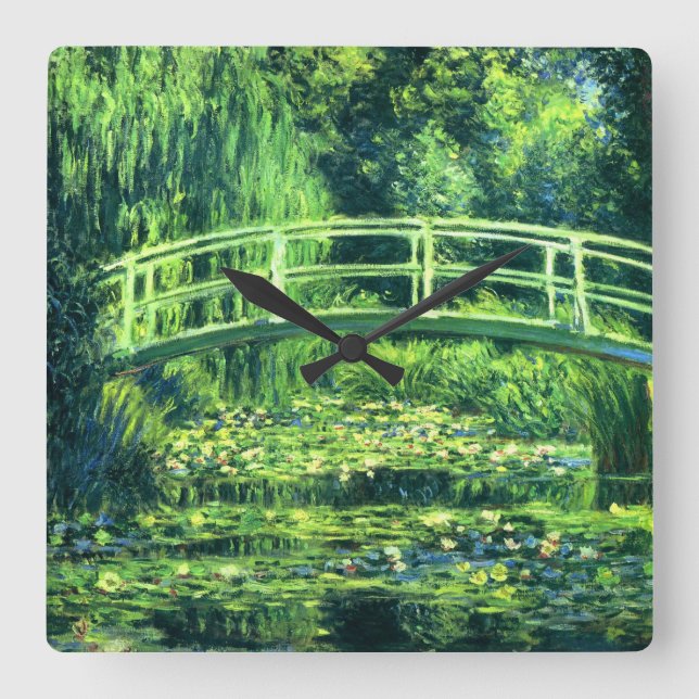 Horloge Carrée Claude Monet : Pont au-dessus d'un étang des (Recto)