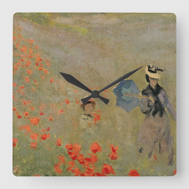 Horloge Carrée Claude Monet | Poppies sauvages, près d'Argenteuil (Recto)