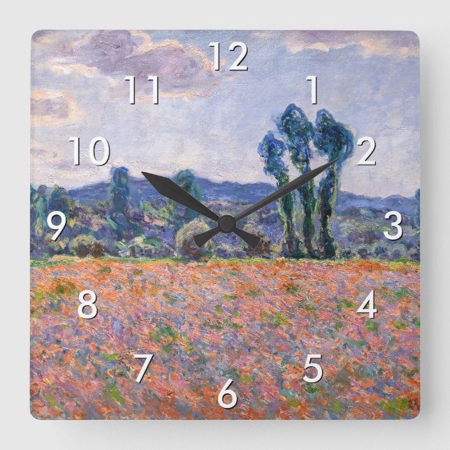 Horloge Carrée Claude Monet - Poppy Field 1890 (Giverny) (Recto)