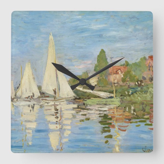 Horloge Carrée Claude Monet Regattas à Argenteuil (1872) (Recto)