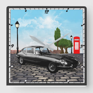 Horloge Carrée Clé murale Jaguar E Type classique
