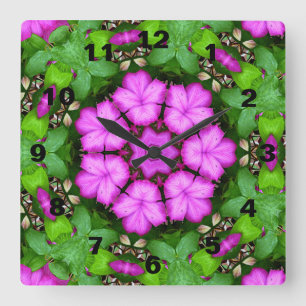 Horloge Carrée Clematis Kaleidoscope