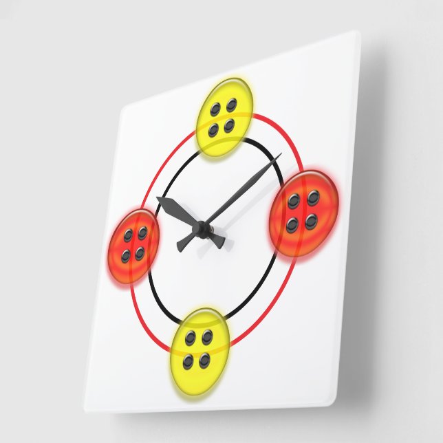 Horloge Carrée Clock - 3D Buttons (Angle)
