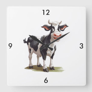Horloge Carrée Clock Cow