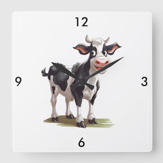 Horloge Carrée Clock Cow (Recto)