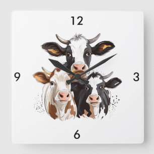 Horloge Carrée Clock Cow