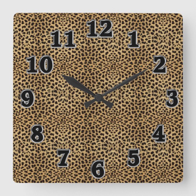 Horloge Carrée Clock de Leopard Print Square (Recto)