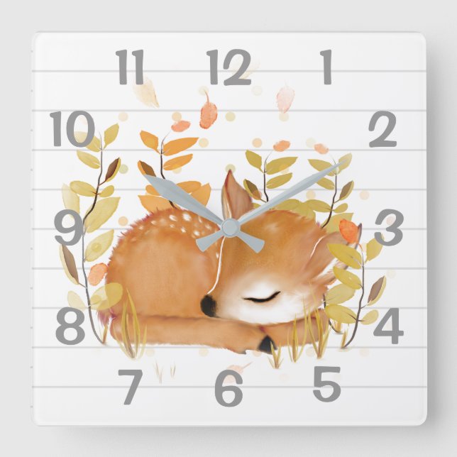 Horloge Carrée Clock de Sleeping Fawn (Recto)