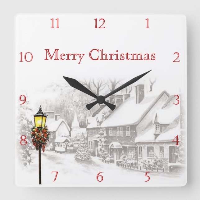 Horloge Carrée Clock de Victorian Christmas (Recto)