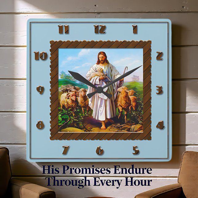 Horloge Carrée Clock Good Shepherd (Créateur téléchargé)