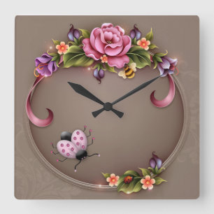 Horloge Carrée Clock Ladybug Square