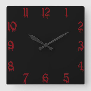 Horloge Carrée Clock Red and Black Square