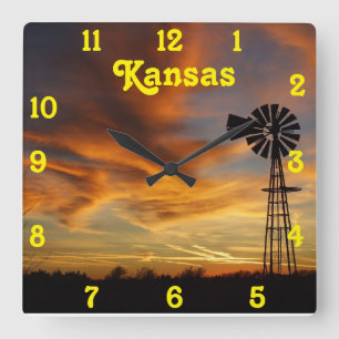 Horloge Carrée Clock Sunset Square Wall