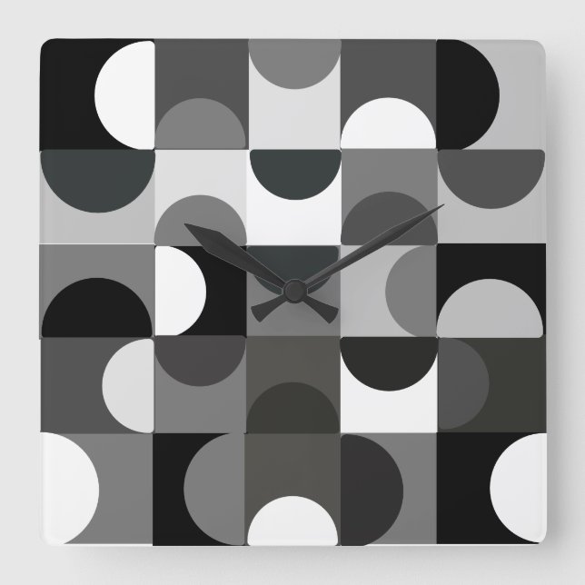 Horloge Carrée Clock Urban Contemporain Midcentury Modern B+W (Recto)