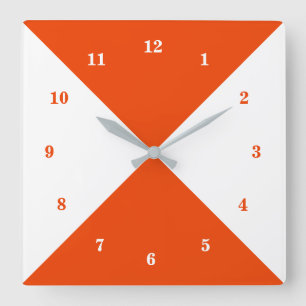 Horloge Carrée Clock - White and Orange - Custom Colors Summer Wa